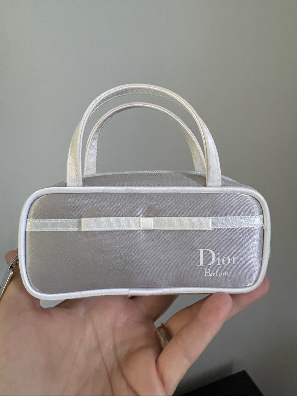 Dior Parfums Shimmering Silver Satin Micro Mini Pouch GWP